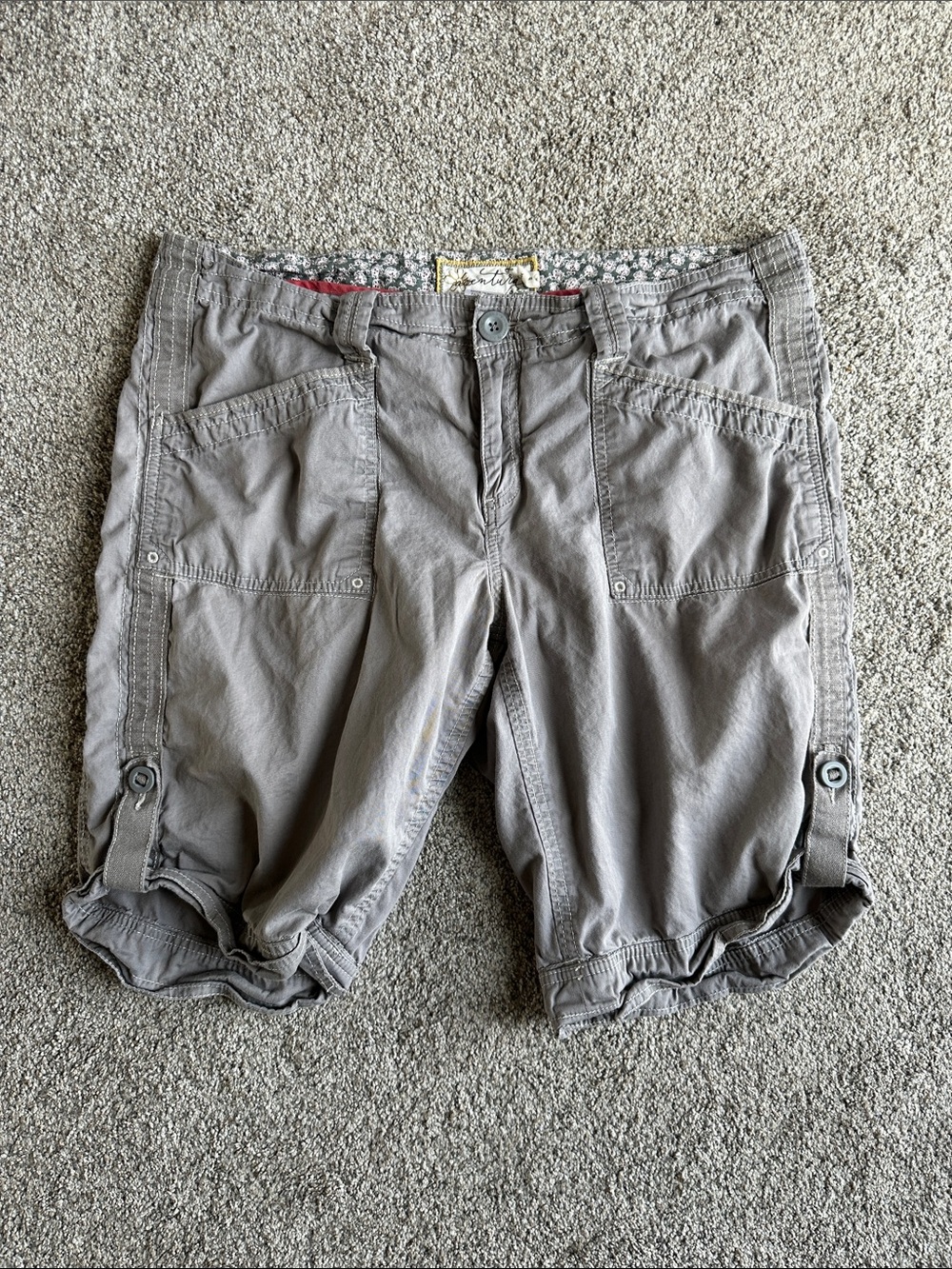 Aventura Men's Cargo Shorts in Gray with Roll-Tab Detail